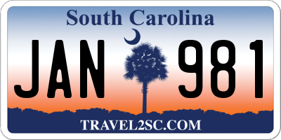 SC license plate JAN981