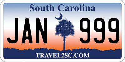 SC license plate JAN999