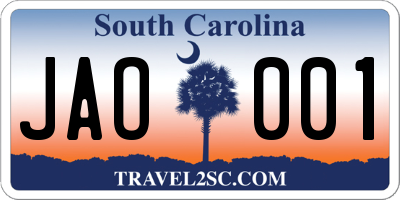 SC license plate JAO001
