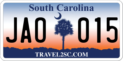 SC license plate JAO015