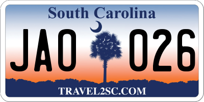 SC license plate JAO026