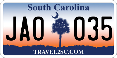 SC license plate JAO035