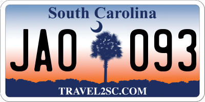 SC license plate JAO093