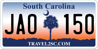 SC license plate JAO150