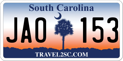 SC license plate JAO153