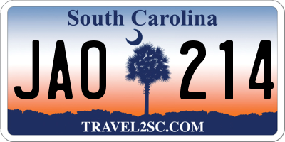 SC license plate JAO214