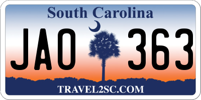 SC license plate JAO363