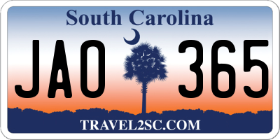SC license plate JAO365