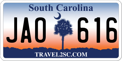 SC license plate JAO616