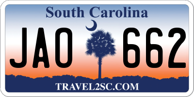 SC license plate JAO662