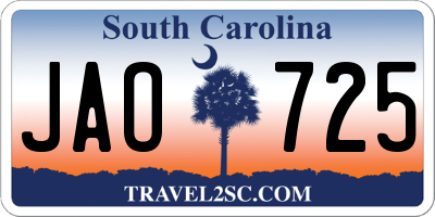 SC license plate JAO725