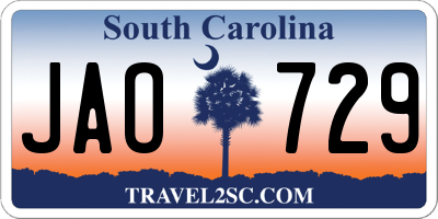 SC license plate JAO729