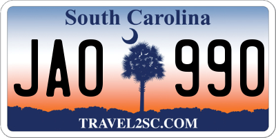 SC license plate JAO990