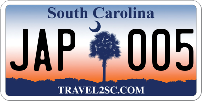 SC license plate JAP005