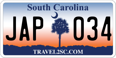 SC license plate JAP034