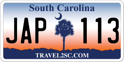 SC license plate JAP113
