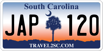 SC license plate JAP120
