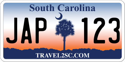 SC license plate JAP123
