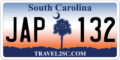 SC license plate JAP132