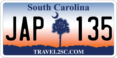 SC license plate JAP135