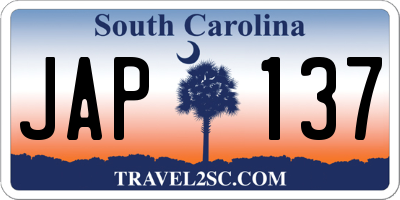 SC license plate JAP137
