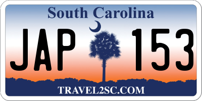 SC license plate JAP153