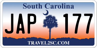 SC license plate JAP177
