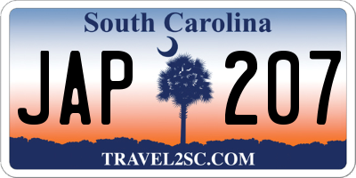 SC license plate JAP207