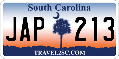 SC license plate JAP213