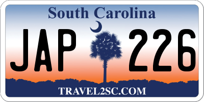 SC license plate JAP226