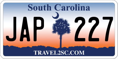 SC license plate JAP227