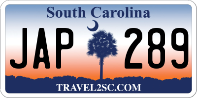 SC license plate JAP289