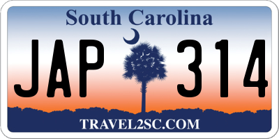 SC license plate JAP314
