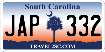 SC license plate JAP332