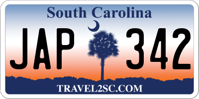 SC license plate JAP342