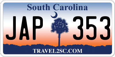 SC license plate JAP353
