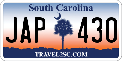 SC license plate JAP430