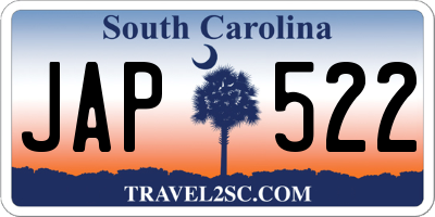 SC license plate JAP522