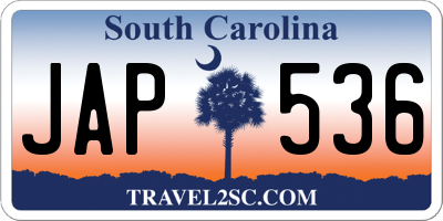 SC license plate JAP536