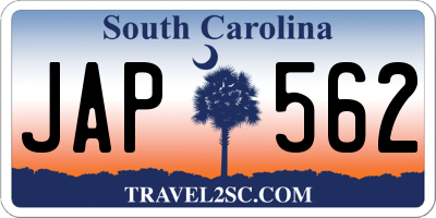 SC license plate JAP562