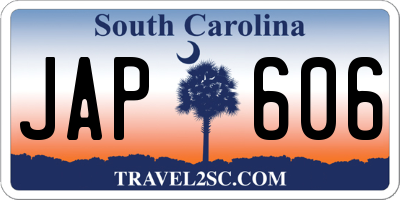 SC license plate JAP606