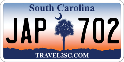 SC license plate JAP702