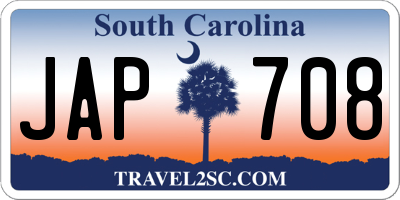 SC license plate JAP708