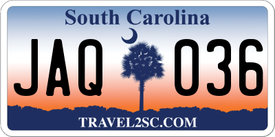 SC license plate JAQ036