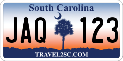 SC license plate JAQ123