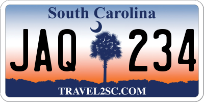 SC license plate JAQ234