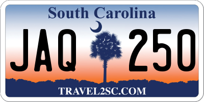 SC license plate JAQ250