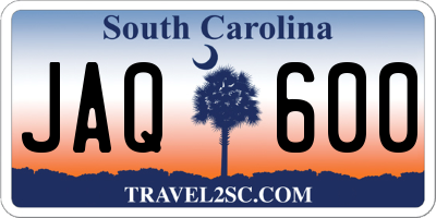 SC license plate JAQ600
