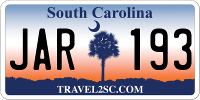 SC license plate JAR193
