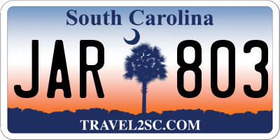 SC license plate JAR803